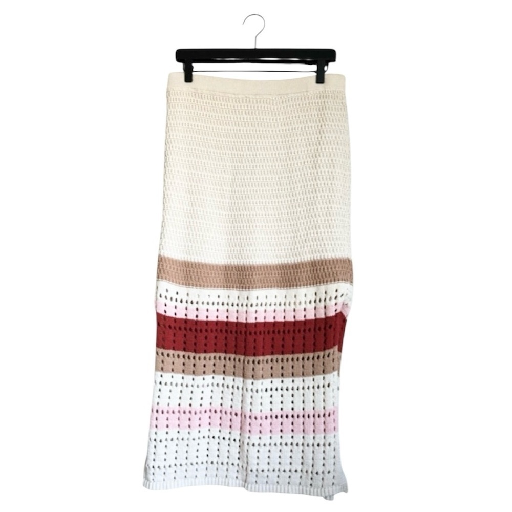 PETAL & PUP Crochet Striped Midi Skirt